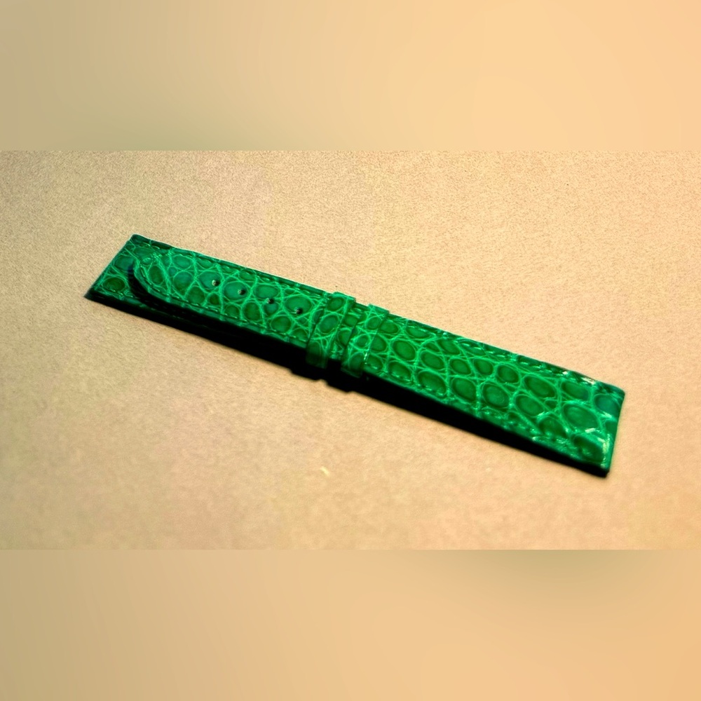 NWOT Kaufman Handmade Green Alligator Watch Strap, Wempe, 19mm. Unisex